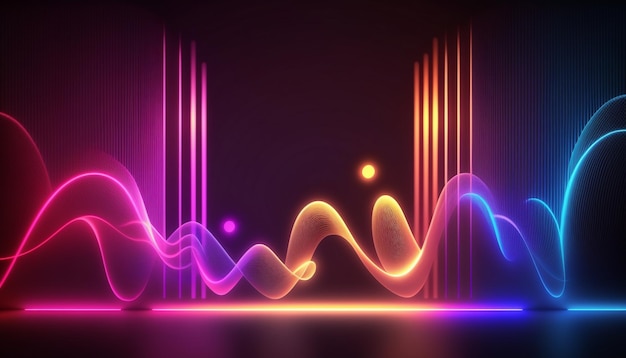 A colorful wave background with a black background