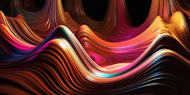 A colorful wave background with a black background.