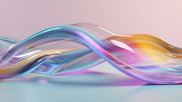 A colorful wave is on a pink background