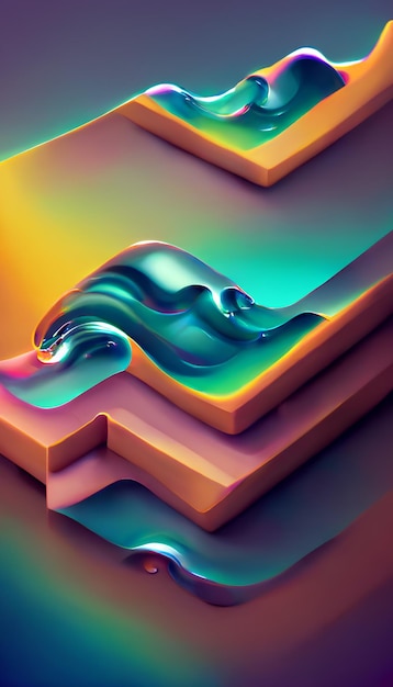 A colorful wave is rolling over a stack of cubes.