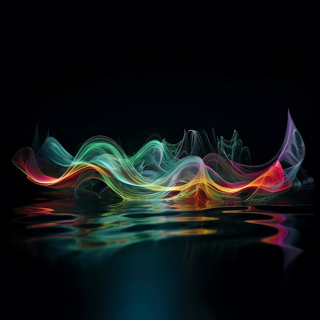 A colorful wave is on the water