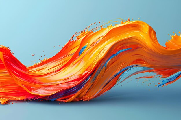 A colorful wave of paint on a blue background