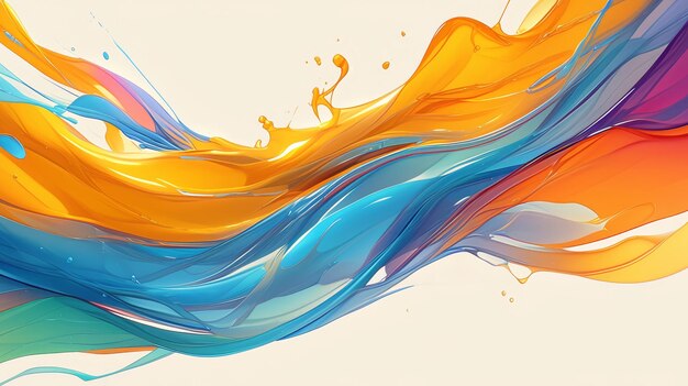 A colorful wave of paint with blue orange and yellow colors