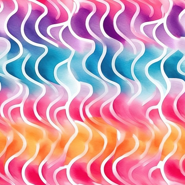 A colorful wave pattern with a rainbow background.