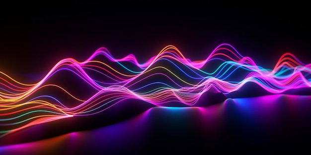 A colorful wave pattern with the word music on it