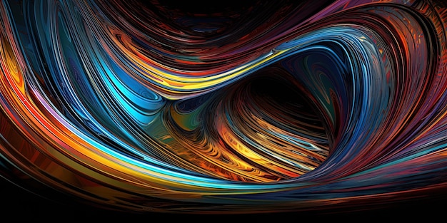 A colorful wave wallpaper with a black background and a blue background.