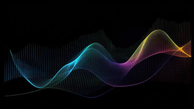 A colorful wave with a black background