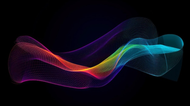 A colorful wave with a black background