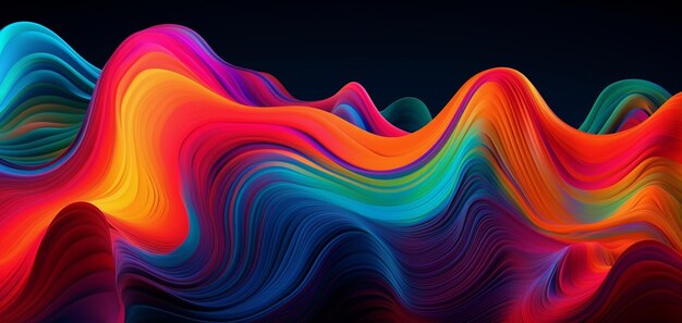 A colorful wave with a black background