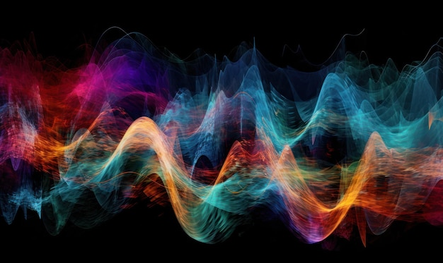 A colorful wave with a black background