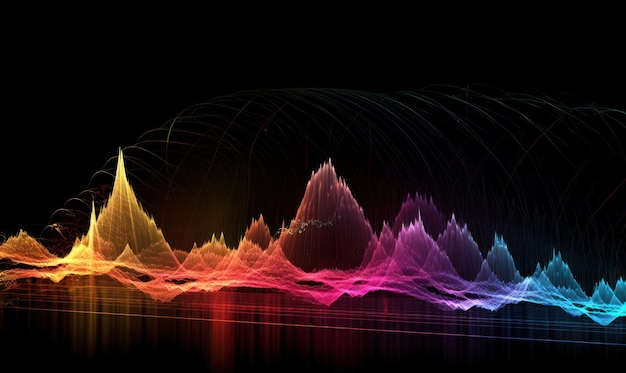 A colorful wave with a black background