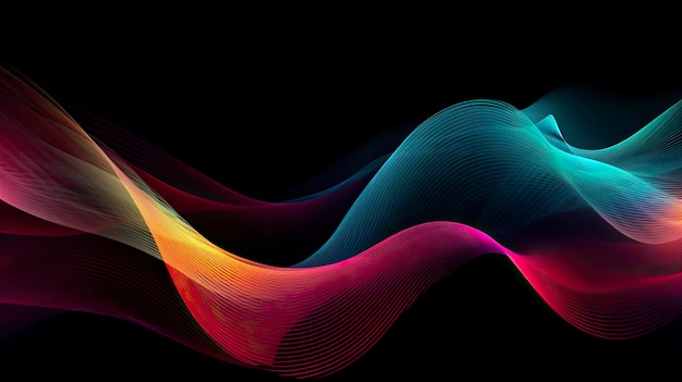 A colorful wave with a black background