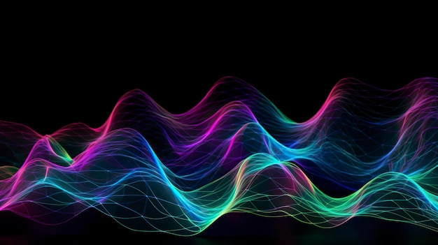 A colorful wave with a black background