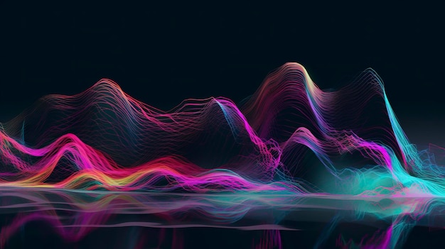 A colorful wave with a black background