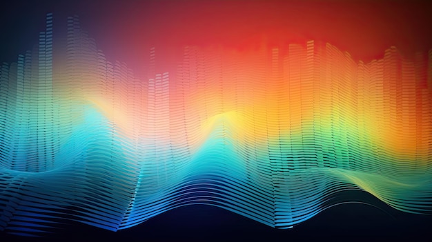 A colorful wave with a rainbow background.