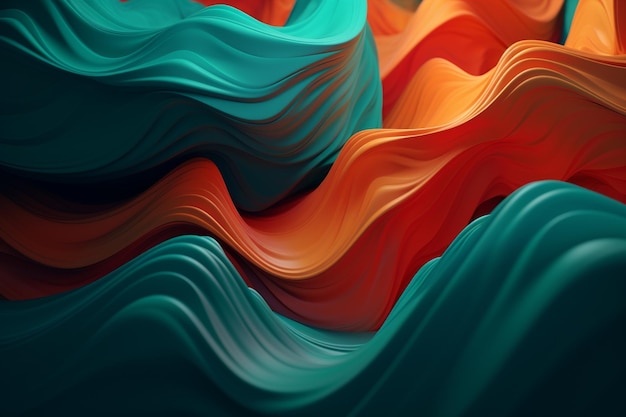 A colorful wave with a red background