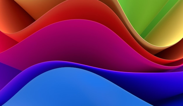 Colorful wavy abstract background 3d render illustration