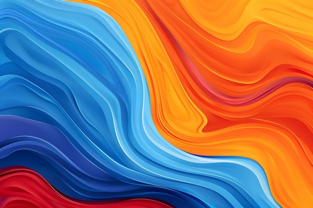 Colorful wavy background with orange blue and red colors