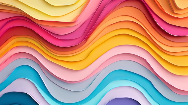 Colorful wavy paper texture cut out design wallpaper background