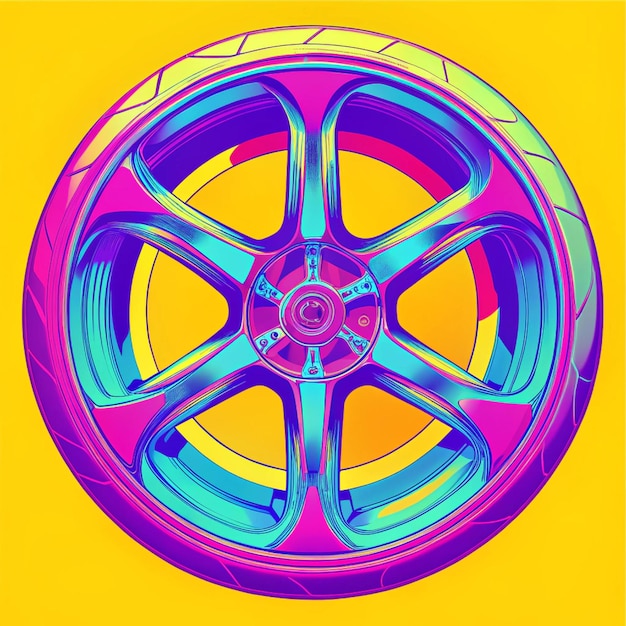 Photo a colorful wheel with a purple rim that says quot wheel quot