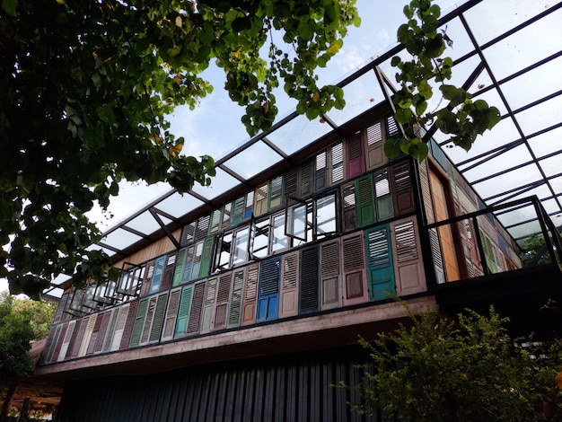 Colorful window and Detail of house exterior