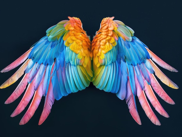 Photo colorful wings on black background