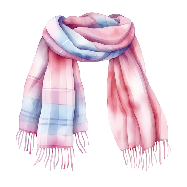 Colorful winter scarf winter accessories watercolor illustration _ai_generated