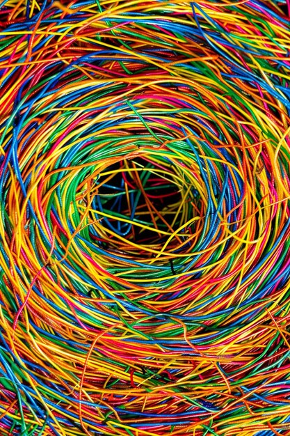 Photo a colorful wire is surrounded by colorful wires