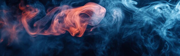 Photo colorful wisps of smoke intertwine against a dark background creating a mesmerizing visual effect of swirling patterns and shades