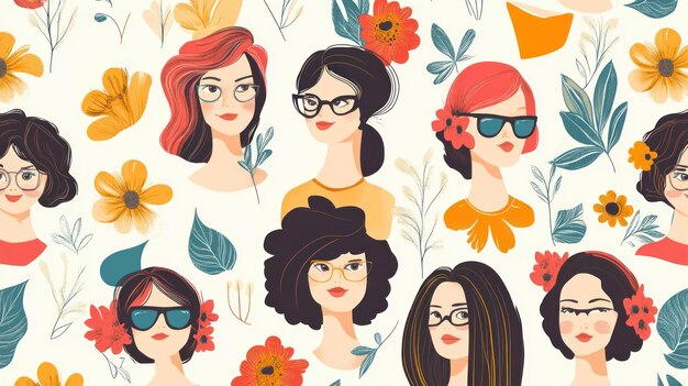 Photo colorful women with glasses illustration