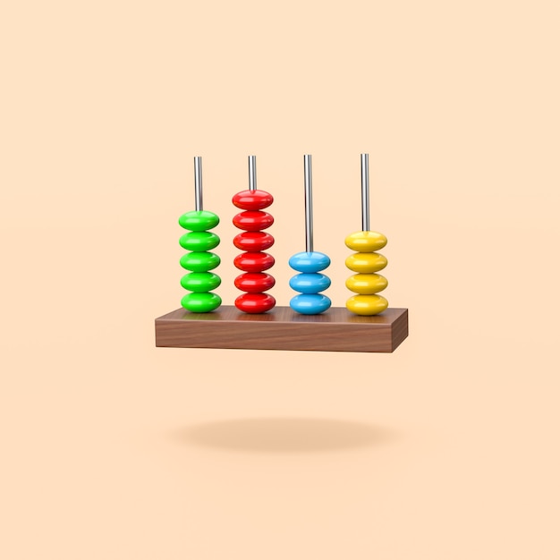 Colorful Wooden Abacus on Orange Background