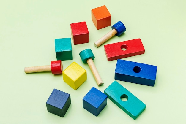 Colorful wooden block toys