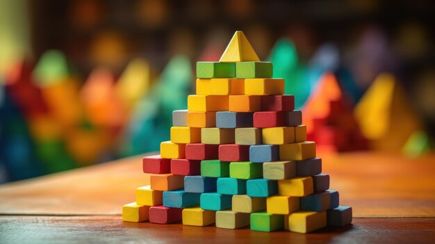 Colorful Wooden Blocks Pyramid