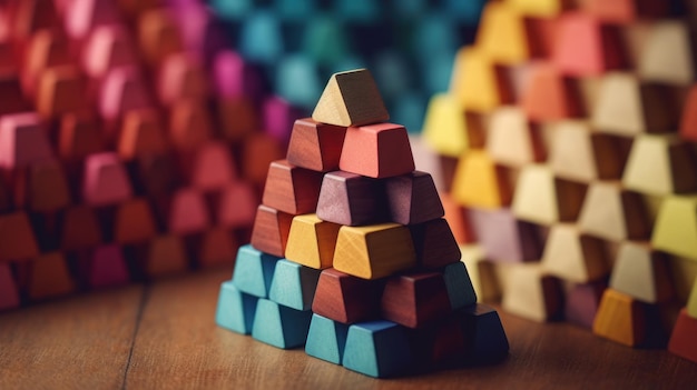 Colorful Wooden Blocks Pyramid