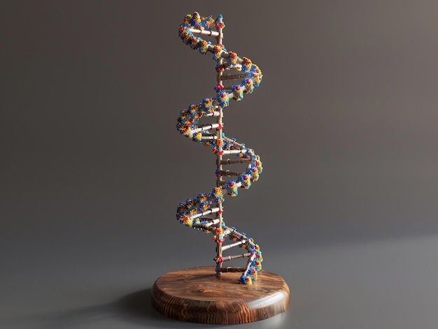 Colorful Wooden DNA Model on Display