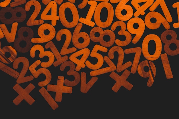 Colorful wooden numbers background.