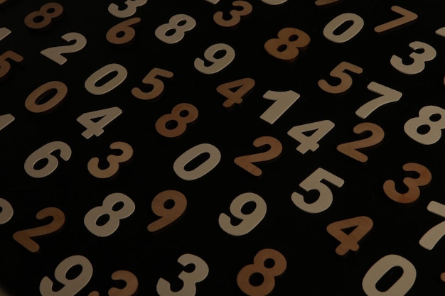 Colorful wooden numbers background.