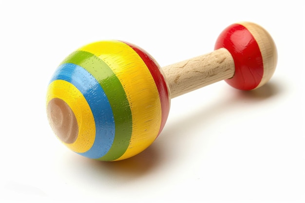 A Colorful Wooden Rattle Toy for Tiny Hands