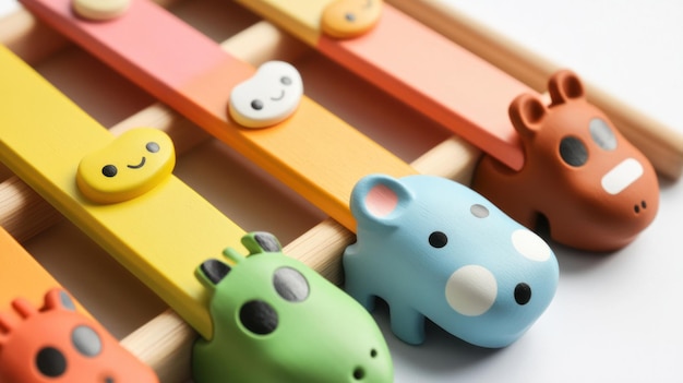 Photo colorful wooden toy with animal shapes