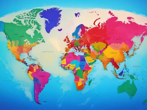 Photo colorful world map