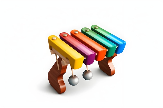 A colorful xylophone with a white background