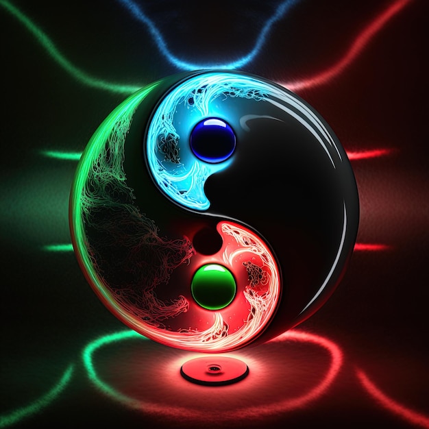 Colorful Yin and Yang made of color combinations. Symbol of harmony