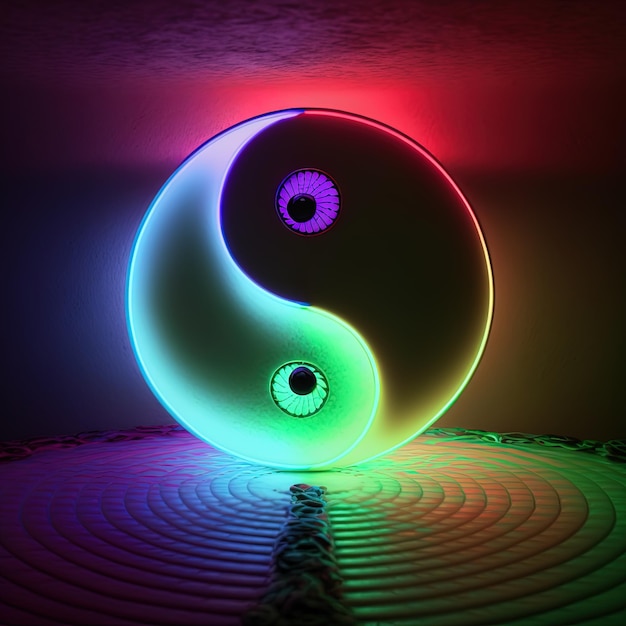 Colorful Yin and Yang made of color combinations. Symbol of harmony