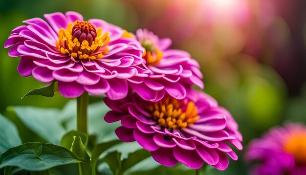 Colorful of zinnia violacea flower in garden selective focus