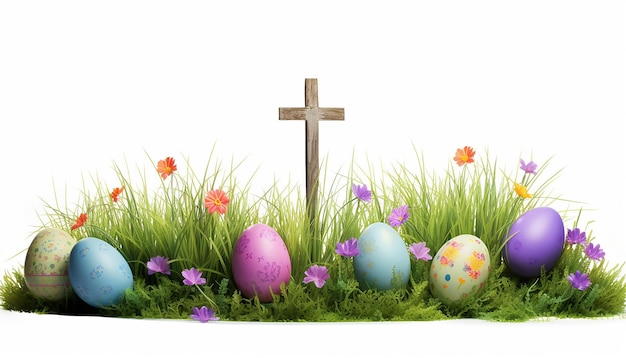 Photo colorfull easter eggs png white background