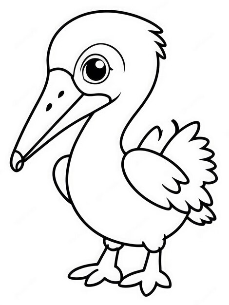 Photo coloring book for children cartoon pelican on a white background