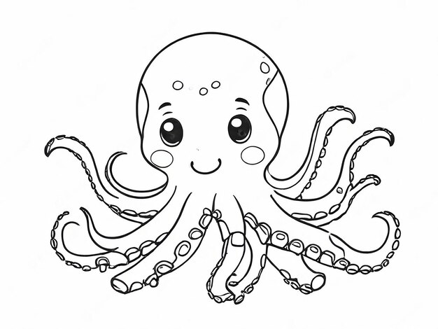 Photo coloring book cute octopus