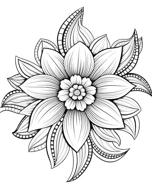 Coloring book floral background flowers on a white background Selective soft focus