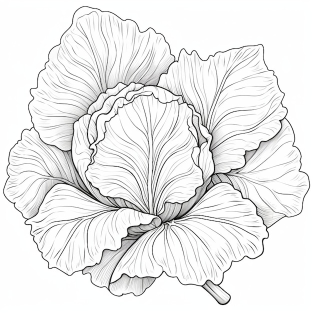 Coloring book page cabbage