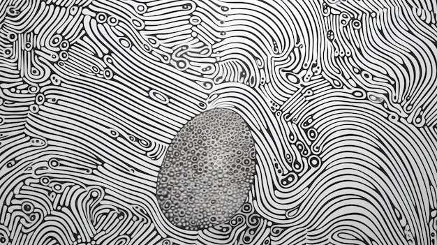 A coloring book page of a fingerprint pattern binary image generative ai